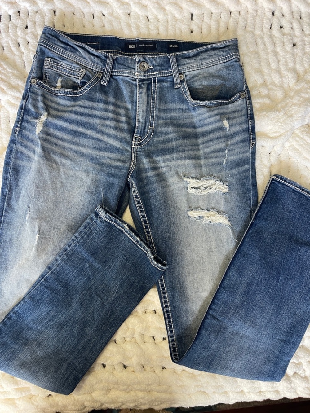 BKE Men’s Jake size W33/L34. Straight leg Jeans in Light Blue Wash - Picture 3 of 5